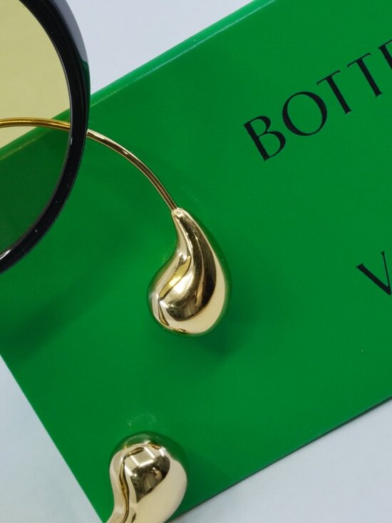 Bottega Veneta BV1273S 003 Geometric Sunglasses - Black and Gold/Yellow main image 3